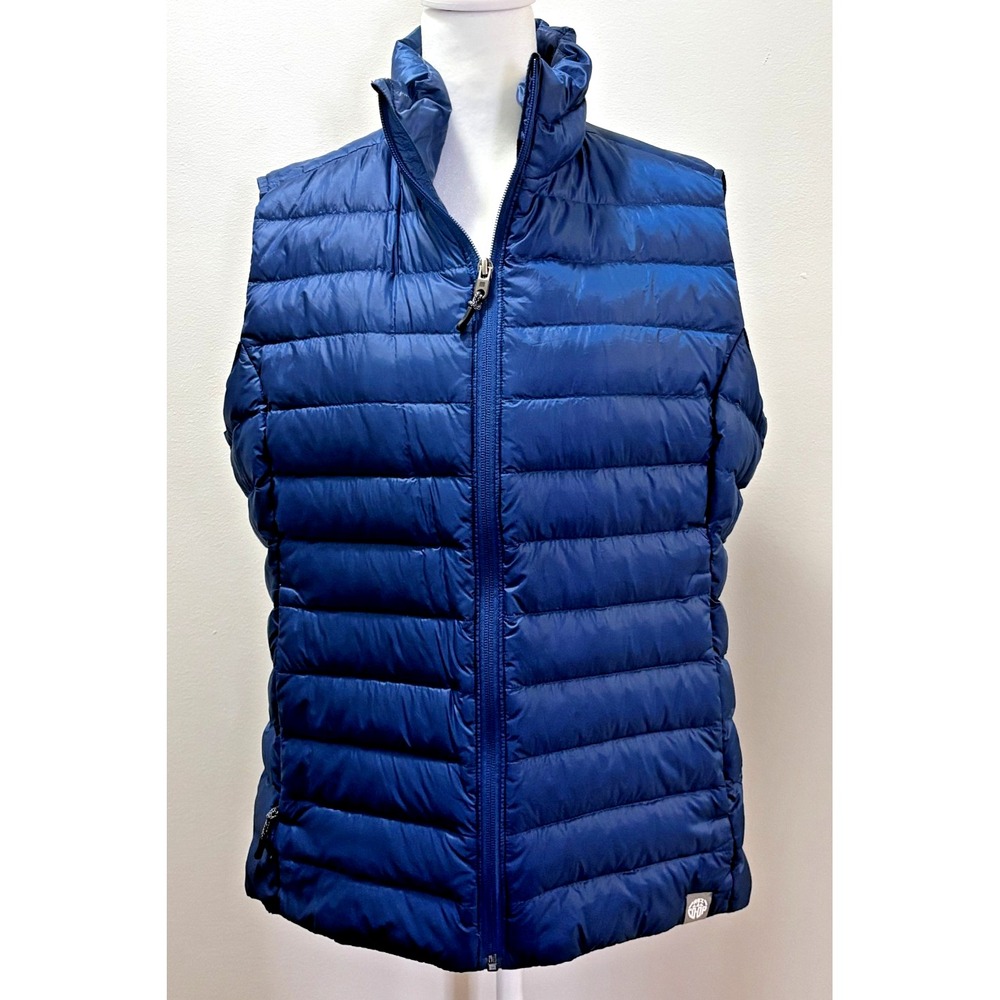 REI Co-op 650 Down Puffy‎ Vest Navy Full Zip Womens Large Windproof Packable EUC